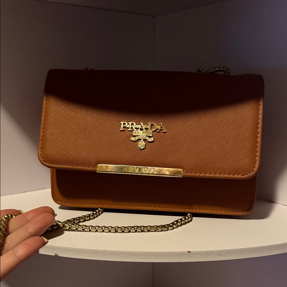 Prada Tan Leather Crossbody Bag